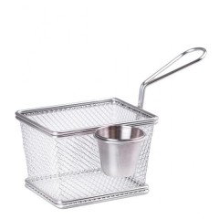 Корзина сервировочная для фри и снеков с соусником 9,5×19 см, хром Корзина сервировочная для фри и снеков с соусником 9,5×19 см, хром