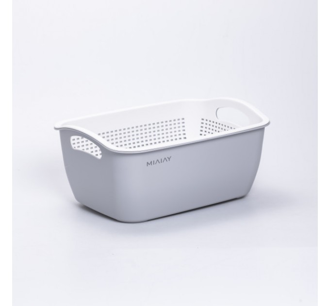Корзина для мытья овощей и фруктов MIAIAY пластиковая 29,5*21*11 см, серая
