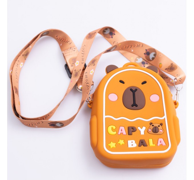 Детская сумочка Капибара силиконовая на молнии 12*10*3 см