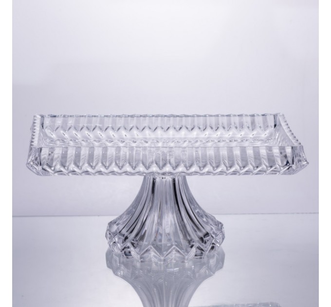 Фруктовниця на ніжці із товстого скла 28.5*15*13 см прямокутна