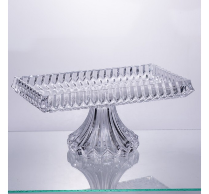 Фруктовниця на ніжці із товстого скла 28.5*15*13 см прямокутна