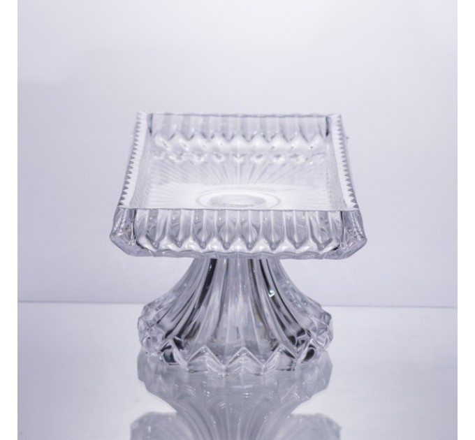 Фруктовниця на ніжці із товстого скла 28.5*15*13 см прямокутна