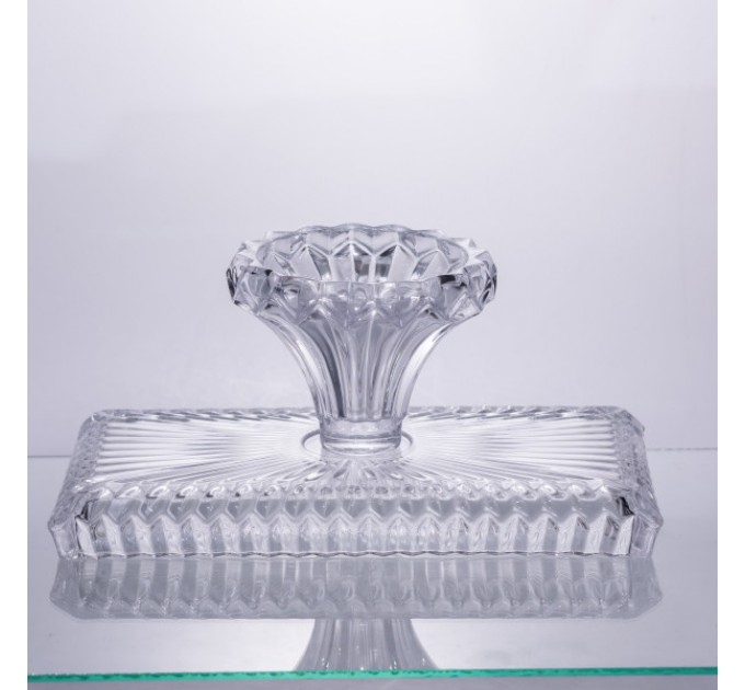 Фруктовниця на ніжці із товстого скла 28.5*15*13 см прямокутна