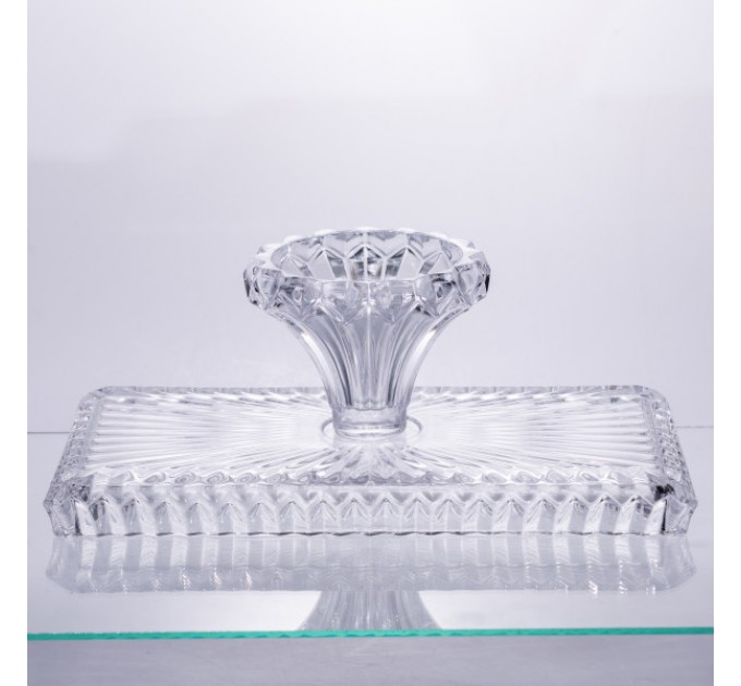 Фруктовниця на ніжці із товстого скла 33*17*13.5 см прямокутна