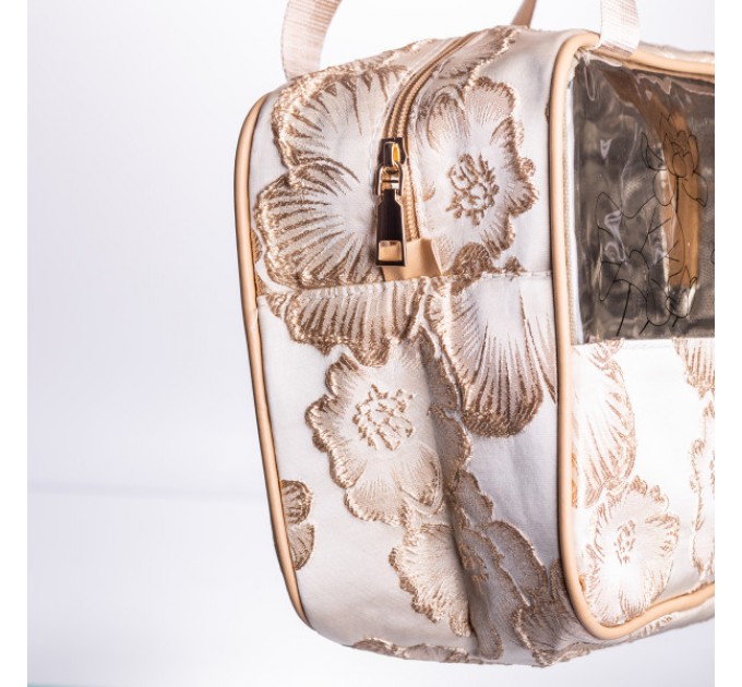 Набір косметичок прозорих 2 штуки 22*11*18/17*10*11 см, бежевий