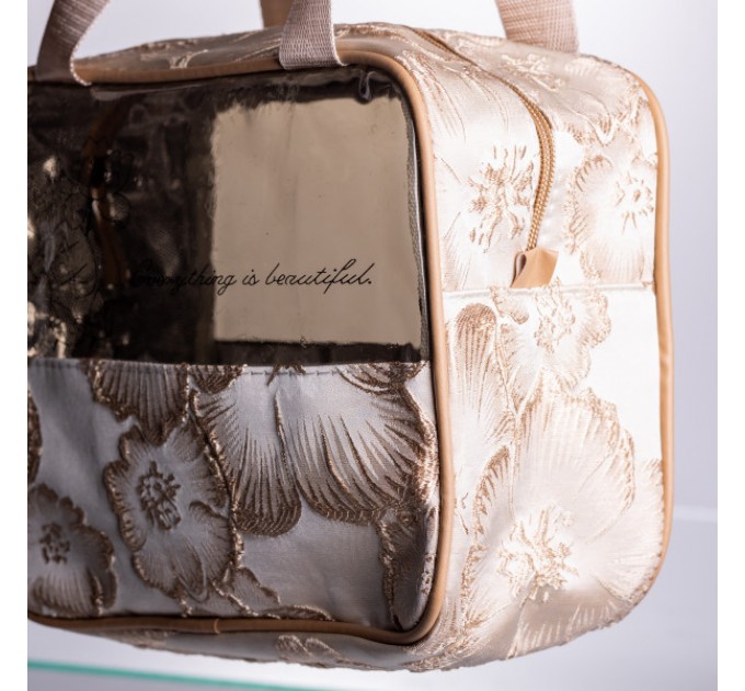 Набір косметичок прозорих 2 штуки 22*11*18/17*10*11 см, бежевий