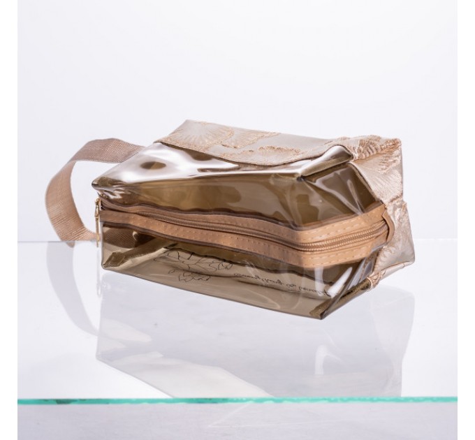 Набір косметичок прозорих 2 штуки 22*11*18/17*10*11 см, бежевий