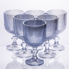 Набір келихів для вина 6 штук по 300 мл рельєфних, блакитний