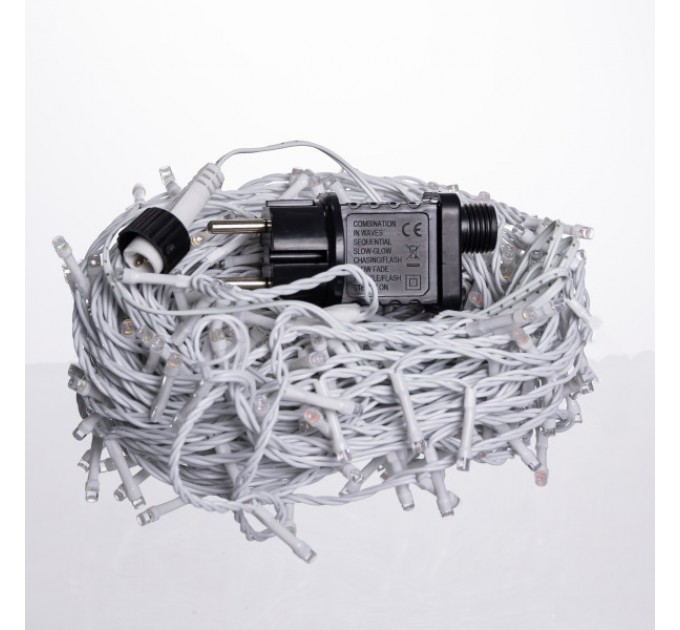 Гірлянда Нитка вулична 300 LED 30 м від мережі біла нитка, мультиколір