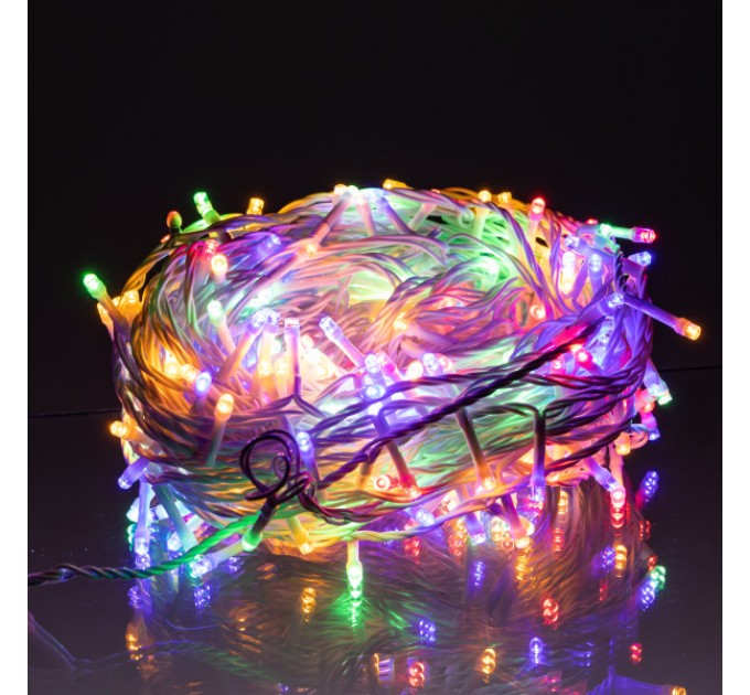 Гірлянда Нитка вулична 300 LED 30 м від мережі біла нитка, мультиколір