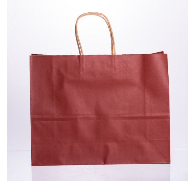 Подарунковий пакет 31*12*25 см крафтовий 12 штук в упаковці, червоний