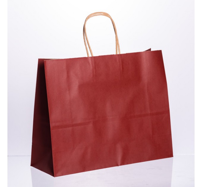 Подарунковий пакет 31*12*25 см крафтовий 12 штук в упаковці, червоний