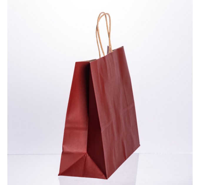 Подарунковий пакет 31*12*25 см крафтовий 12 штук в упаковці, червоний