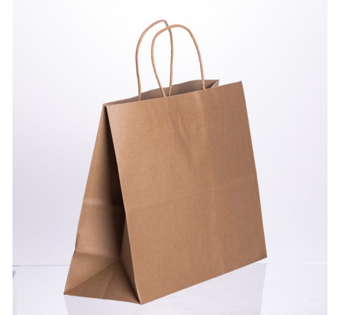 Подарунковий пакет 31*12*25 см крафтовий 12 штук в упаковці, бежевий