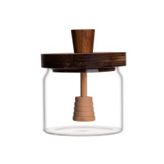 Медовниця скляна з бамбуковою кришкою 400 мл