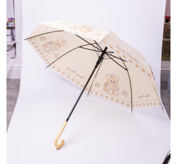Дитяча парасоля-тростина напівавтомат складна 94 см, бежевий Дитяча парасоля-тростина напівавтомат складна 94 см, бежевий