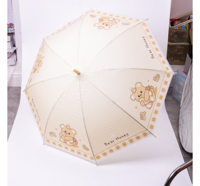 Дитяча парасоля-тростина напівавтомат складна 94 см, бежевий