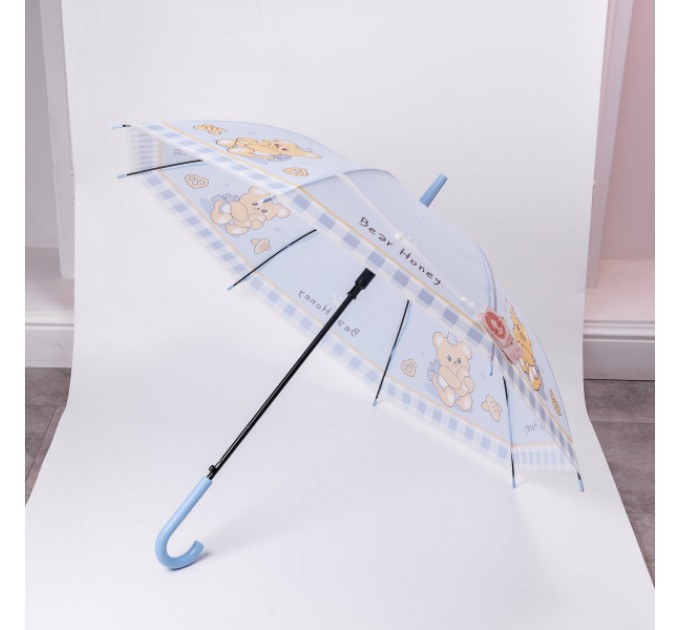 Дитяча парасоля-тростина напівавтомат складна 94 см, блакитний