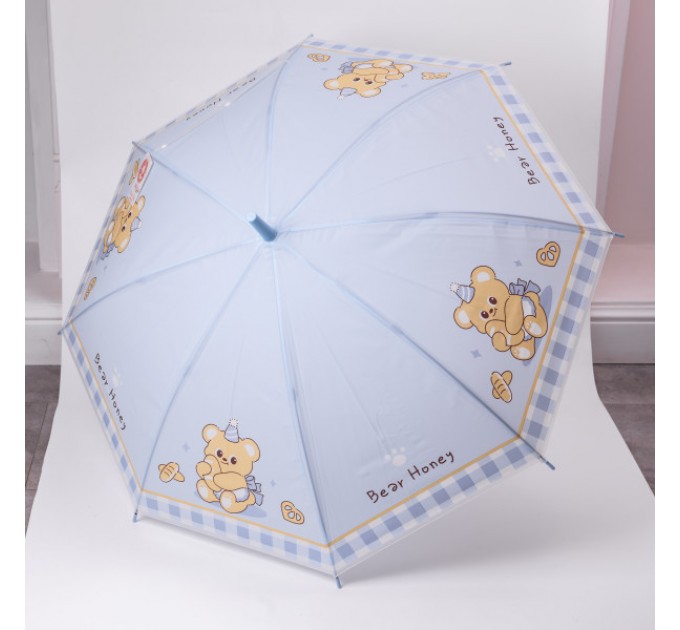 Дитяча парасоля-тростина напівавтомат складна 94 см, блакитний