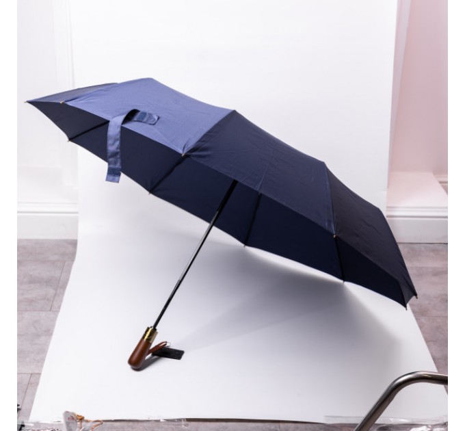 Зонтик автоматический складной 116 см, с деревянной ручкой, синий Зонтик автоматический складной 116 см, с деревянной ручкой, синий