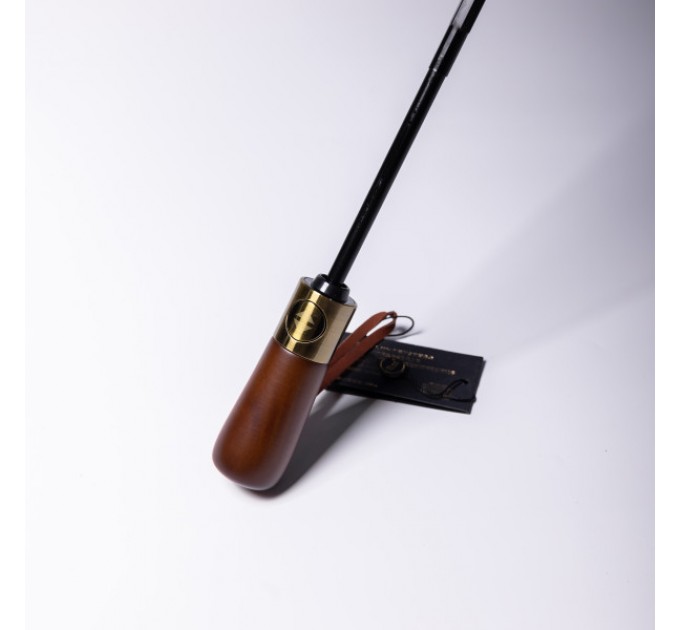 Зонтик автоматический складной 116 см, с деревянной ручкой, синий