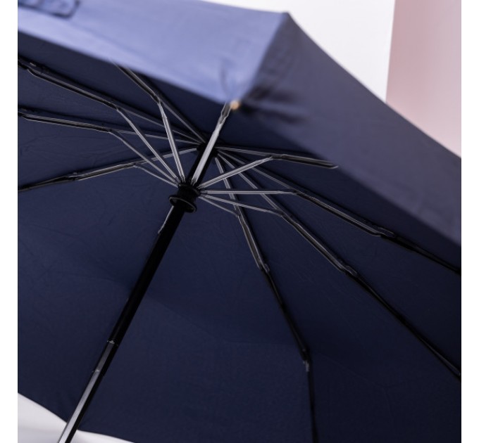 Зонтик автоматический складной 116 см, с деревянной ручкой, синий