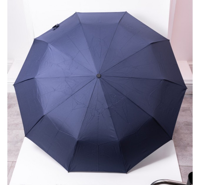 Зонтик автоматический складной 116 см, с деревянной ручкой, синий