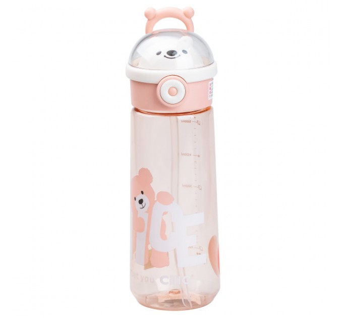 Пляшка для води Nice 620 мл із кришкою фліп топ на защіпці, рожевий