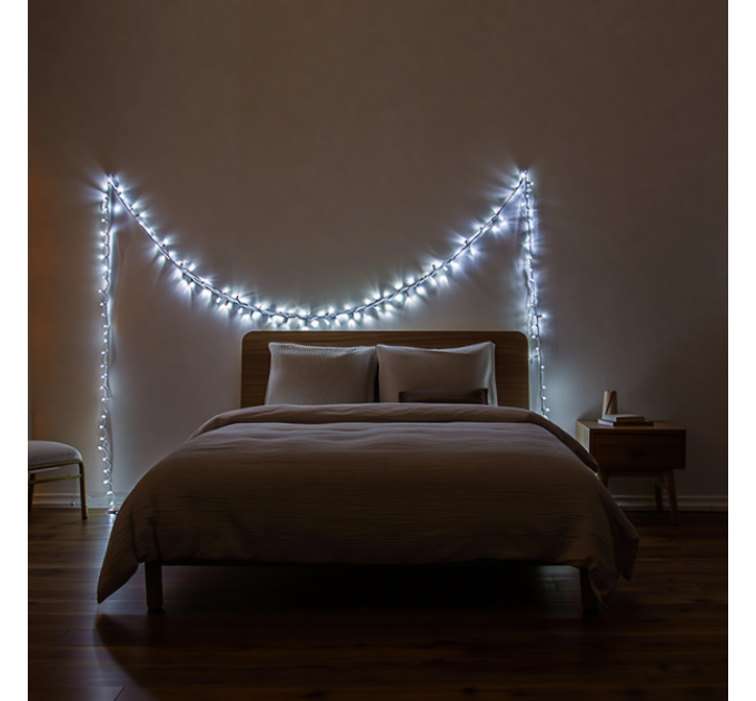 Гірлянда Нитка 160 LED 16 м чорна, білий