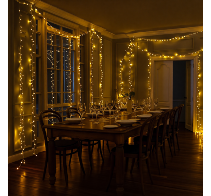 Гирлянда Нить 160 LED 16 м черный, желтый