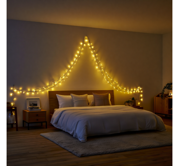 Гирлянда Нить 160 LED 16 м черный, желтый