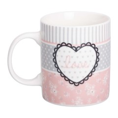 Чашка керамічна Love 400 мл, рожевий з білим