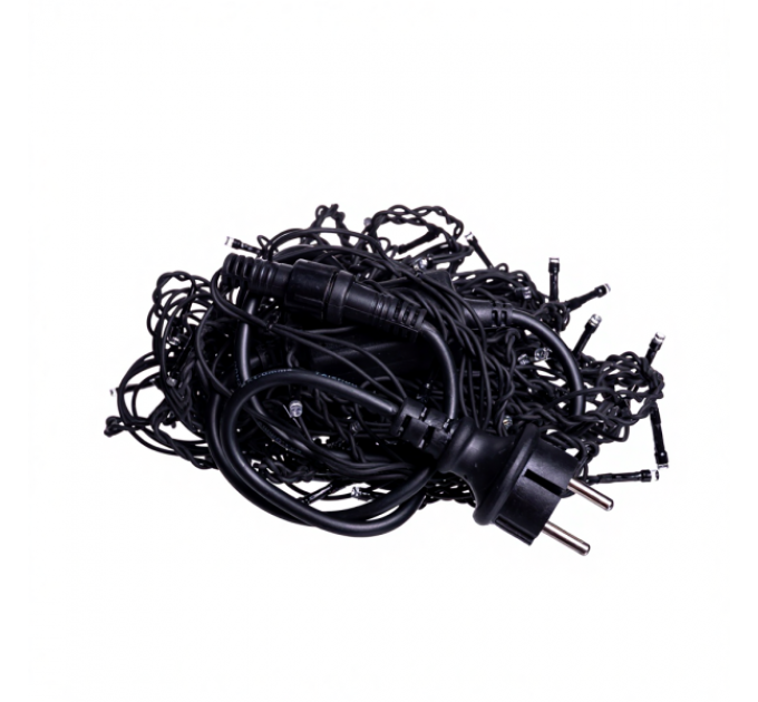 Гирлянда Бахрома уличная 105 LED 6 м от сети черная нить, мультицвет