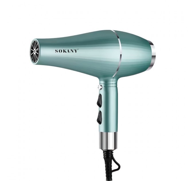 Фен для волос Sokany SK-14009 с двумя концентраторами профессиональный, зеленый