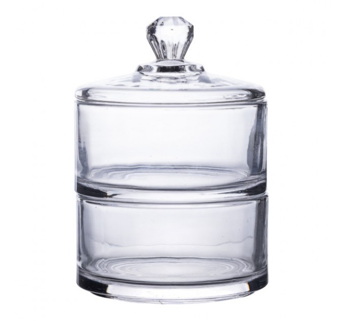Цукерниця дворівнева з кришкою із товстого скла
