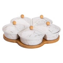 Менажниця порцелянова 5 секцій на поворотній підставці