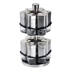 Набір баночок для спецій 12 штук по 120 мл, хром із золотом