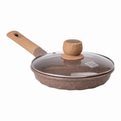 Сковорода з антипригарним мармуровим покриттям та кришкою 22 см, бежевий Сковорода з антипригарним мармуровим покриттям та кришкою 22 см, бежевий