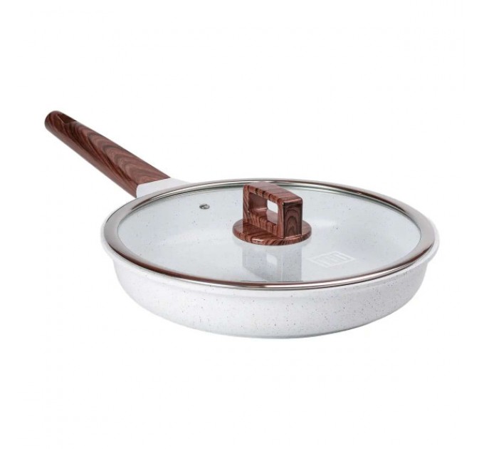 Сковорода универсальная MGC алюминиевая 28 см с антипригарным покрытием, белый.