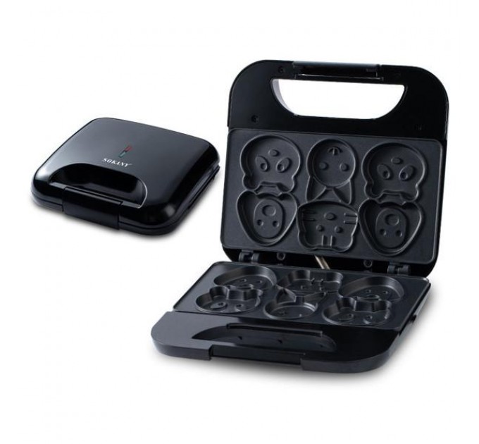 Вафельниця Sokany SK-08005 для випічки мультяшних панкейків, чорний