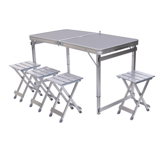 Набор мебели для пикника усиленный стол и 4 стула 120*70*75/65/55 см серый