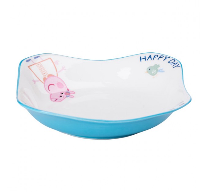 Дитяча тарілка Happy day порцелянова 350 мл, блакитний