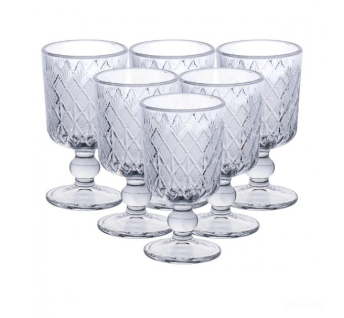 Набір чарок 6 штук по 50 мл на ніжці під кришталь, прозорий