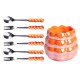 Набір десертних виделок та ложок з керамічною підставкою, помаранчевий