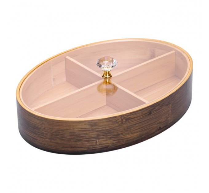 Менажница бамбуковая овальная с крышкой 29*20.5*5.5 см