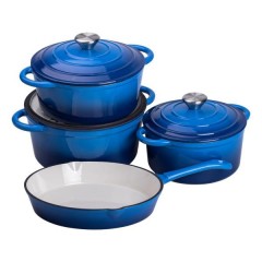 Набор посуды для приготовления чугунный 2/3/4/1 л, синий