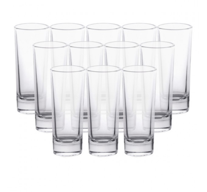 Набір чарок для напоїв 12 штук по 80 мл із товстого скла, прозорий