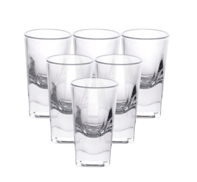 Набір чарок 6 штук по 30 мл із товстого скла, прозорий