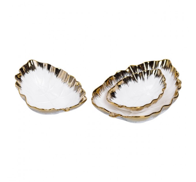 Набір блюд порцелянових сервірувальних 3 штуки, золото