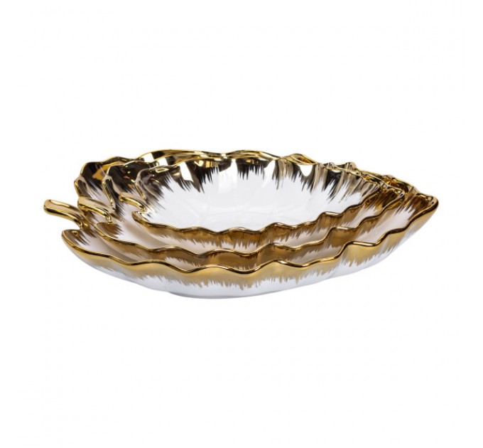 Набір блюд порцелянових сервірувальних 3 штуки, золото